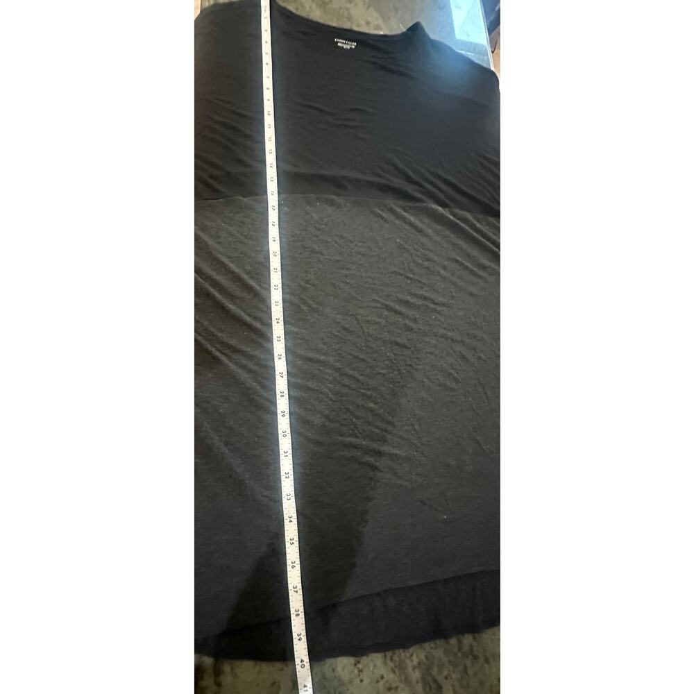 Eileen Fisher Black Charcoal Colorblock Cocoon Jersey Dress Pockets Midi XL - Picture 6 of 11